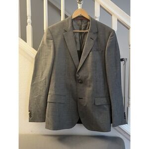Hugo Boss Hugo Mens Grey Micro Pattern Two Button Blazer Sport Coat Jacket